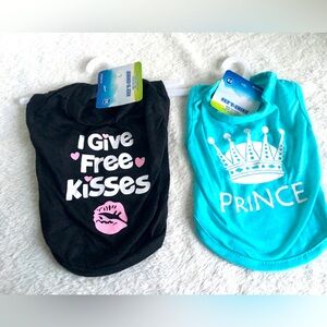 Dog 2 Shirts Clothes Puppy “I Give Free Kisses” And “Prince” Size Extra Small